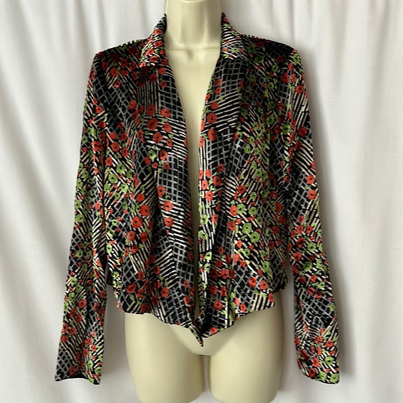 Anthropologie Jackets & Blazers - Ettitwa by Anthropologie Floral Long Sleeve Velvet Blazer Jacket Coat **Sz 2**